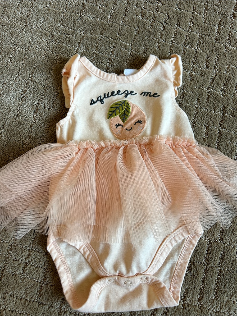 Peach Tulle Tutu One-Piece Bodysuit for Kids